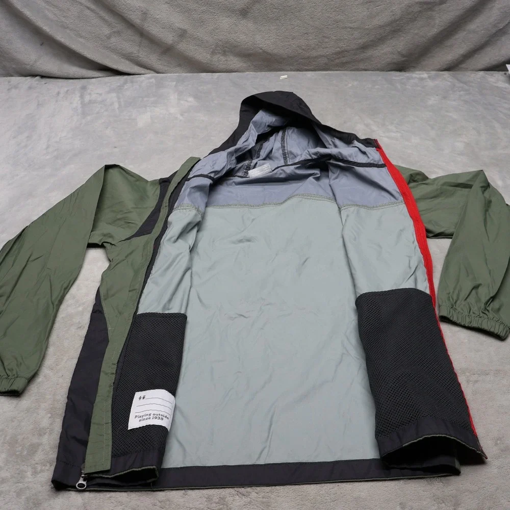 Columbia Glennaker Jacket Boys Large 14/16 Green Hooded Wind Rain‎ Light Hiking